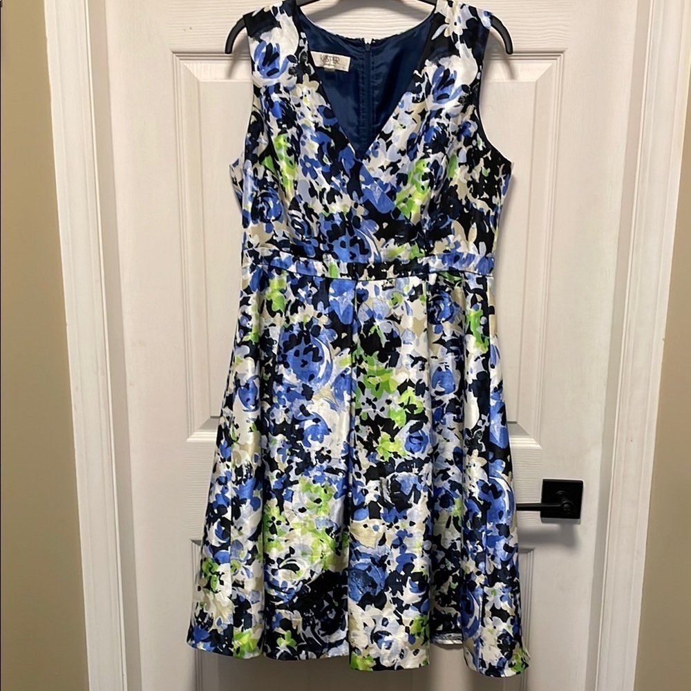 Kasper | Fancy | Fit & Flare | Blue /Green Floral | Midi Party Dress | Size 10